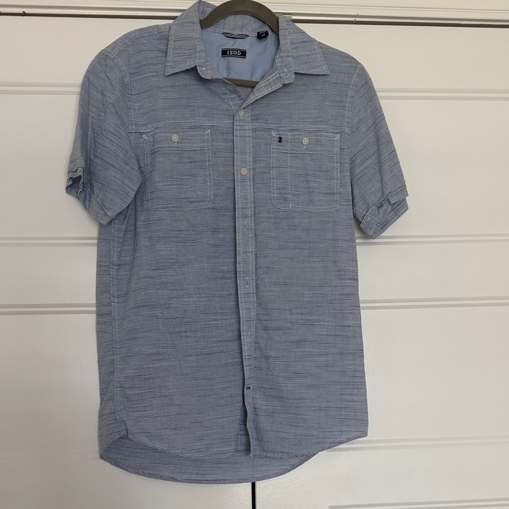 Izod Men's Light Blue Casual Button Down Shirt